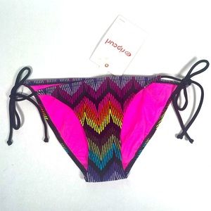 Rip Curl New Bikini Bottoms Size Small Black Neon Rainbow Pink Blue Purple